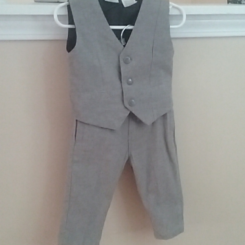 Baby Boy 9 month Suit Vest and Pants in Grey
